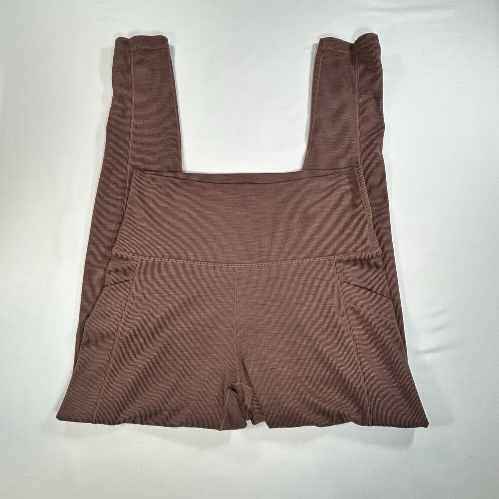 prAna Becksa 7/8 Leggings Ribbed High Rise Size Medium Brown Oak Barrel Heather